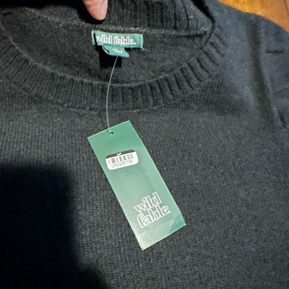 New Wild Fable Junior Women’s Black Puff Sleeve Cropped Stretch Black Sweater M - Picture 5 of 11